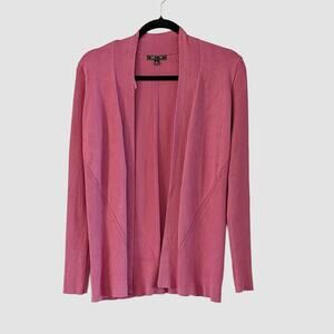 Lety & Me Pink Open Front Ribbed Cardigan Sweater Size M Lightweight Layer